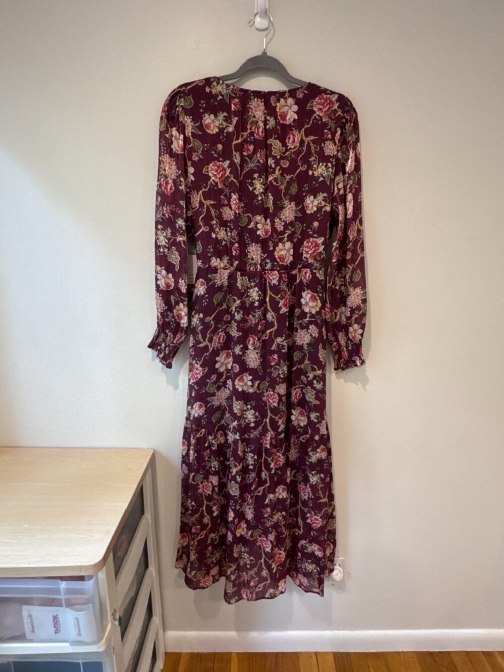 NWT LC Lauren Conrad Floral High-Low Wrap Dress β Burgundy β Size L πΈπ₯ - Picture 6 of 13